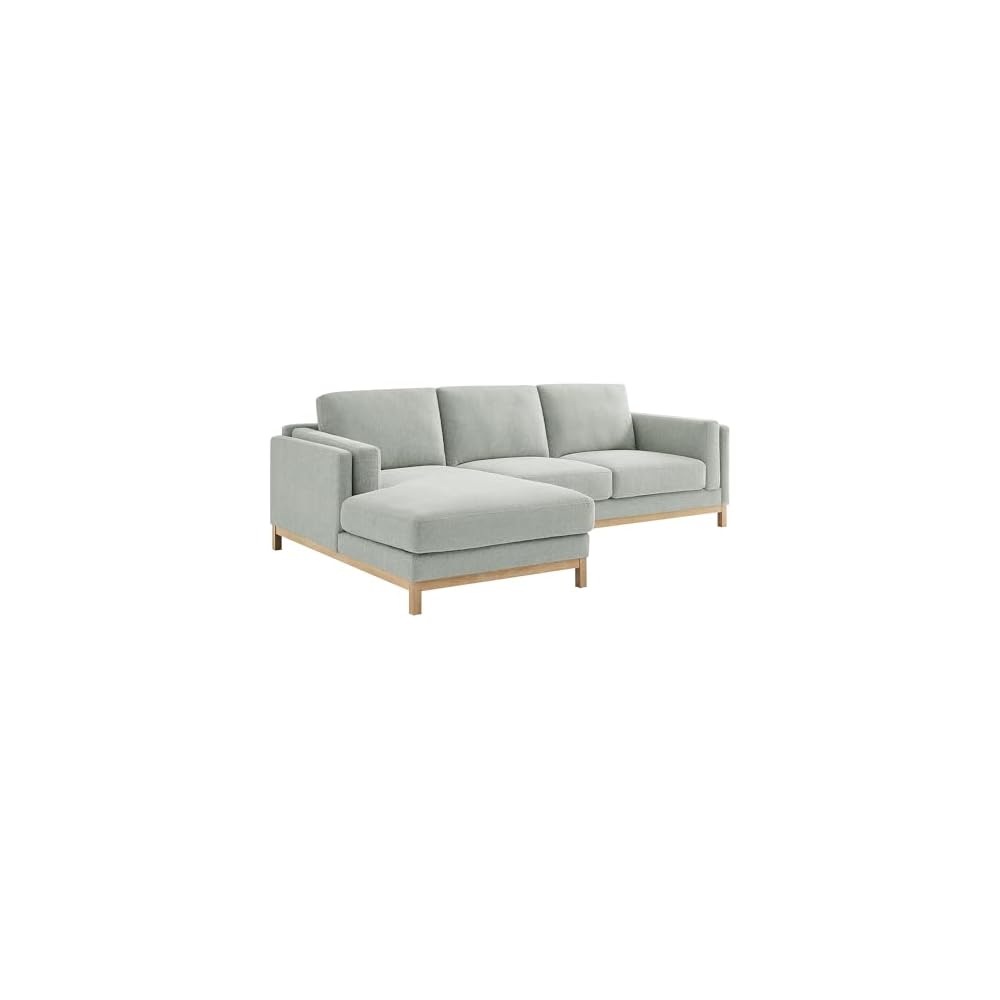 Modway Roscoe Left-Facing Sectional Sofa with Chaise in Mist - 2-Piece Mélange Chenille Fabric Deep Seat Couch, L Shaped Modular for Living Room or Lounge