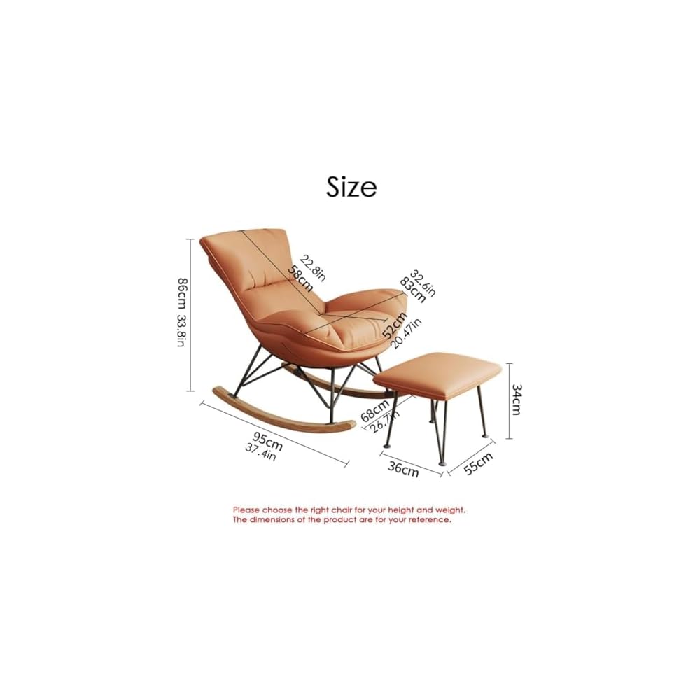 Living Room Sofa Rocking Chair Recliner,Leisure Rocking Chair, Soft Rocking Chair with Footstool,Comfy Upholstered Rocking Chair,Glider Rocker(Grey)