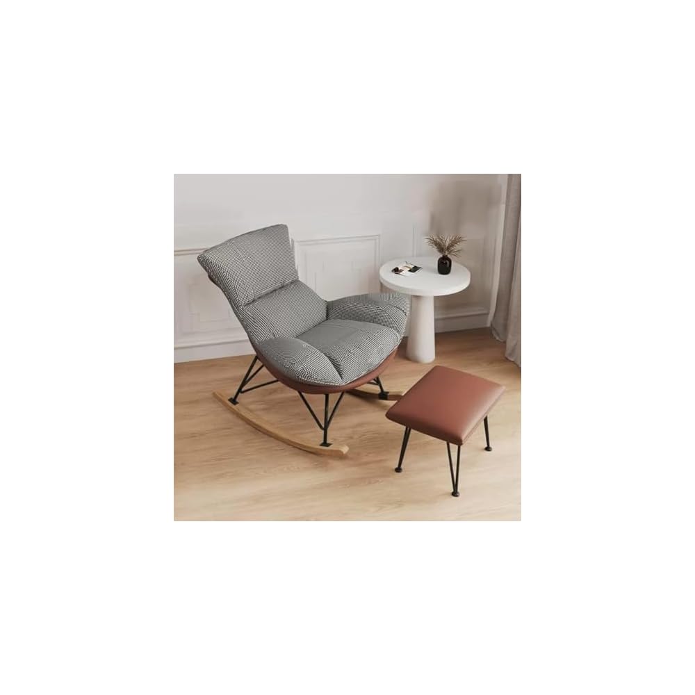 Living Room Sofa Rocking Chair Recliner,Leisure Rocking Chair, Soft Rocking Chair with Footstool,Comfy Upholstered Rocking Chair,Glider Rocker(Grey)