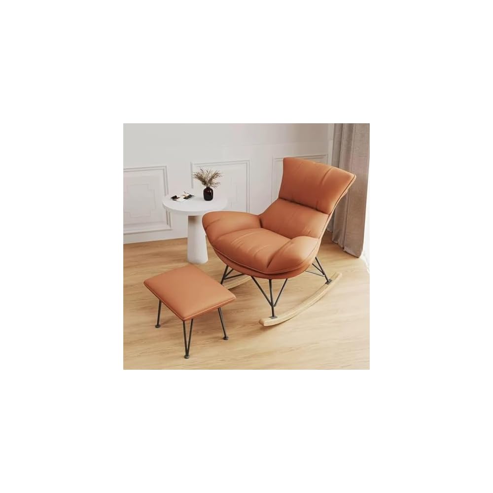 Living Room Sofa Rocking Chair Recliner,Leisure Rocking Chair, Soft Rocking Chair with Footstool,Comfy Upholstered Rocking Chair,Glider Rocker(Grey)