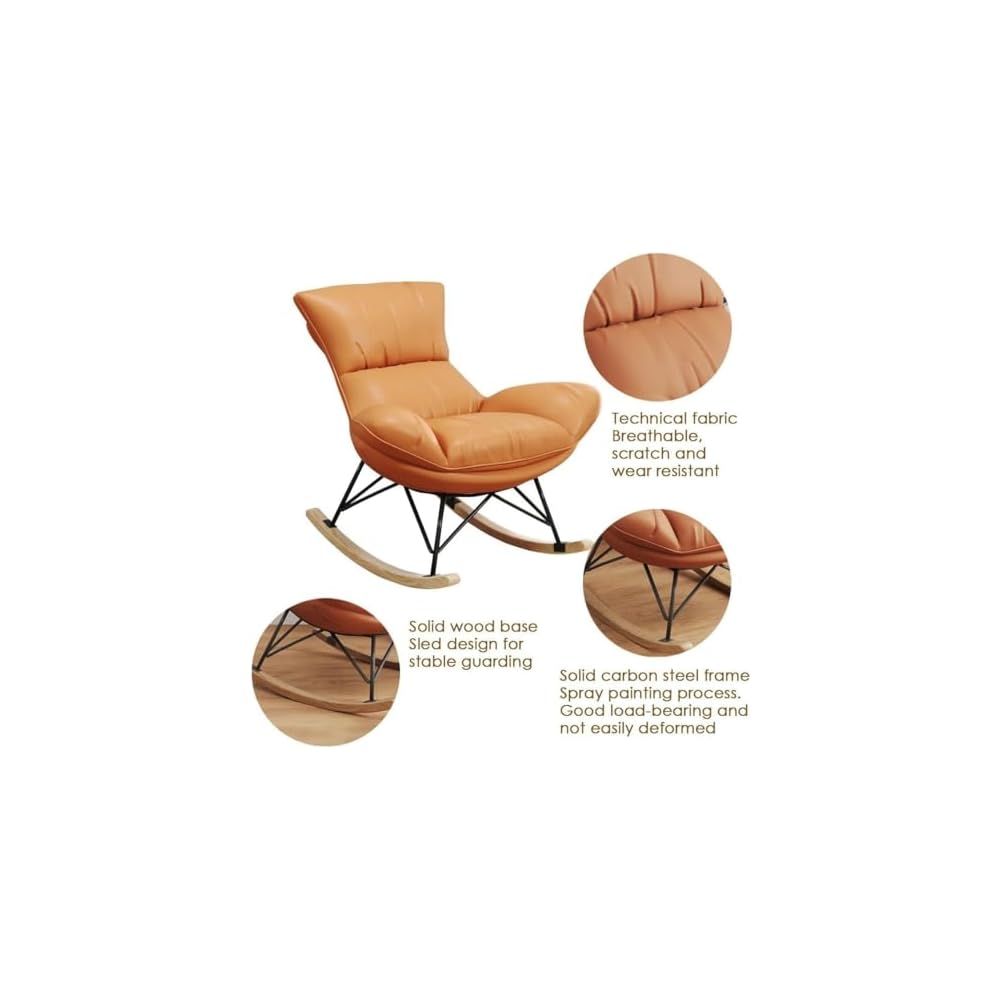 Living Room Sofa Rocking Chair Recliner,Leisure Rocking Chair, Soft Rocking Chair with Footstool,Comfy Upholstered Rocking Chair,Glider Rocker(Grey)