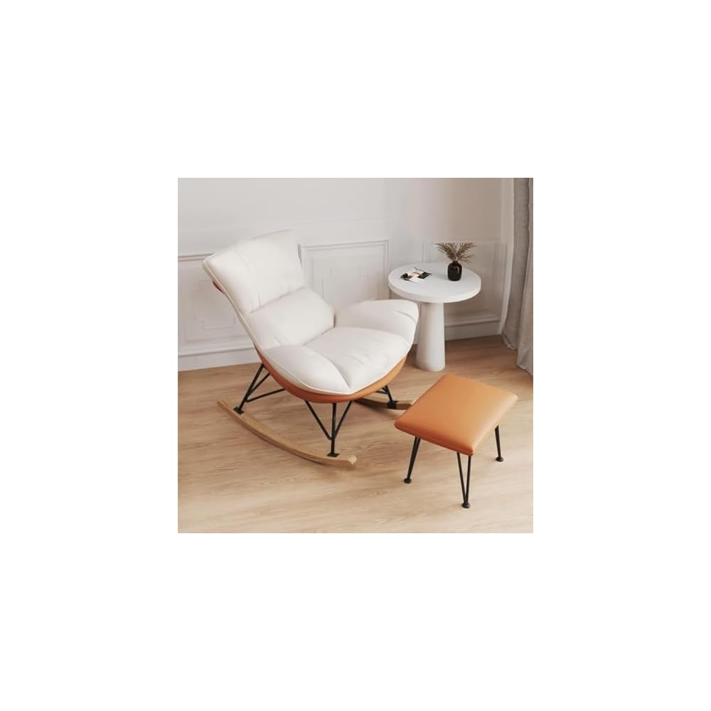 Living Room Sofa Rocking Chair Recliner,Leisure Rocking Chair, Soft Rocking Chair with Footstool,Comfy Upholstered Rocking Chair,Glider Rocker(Grey)