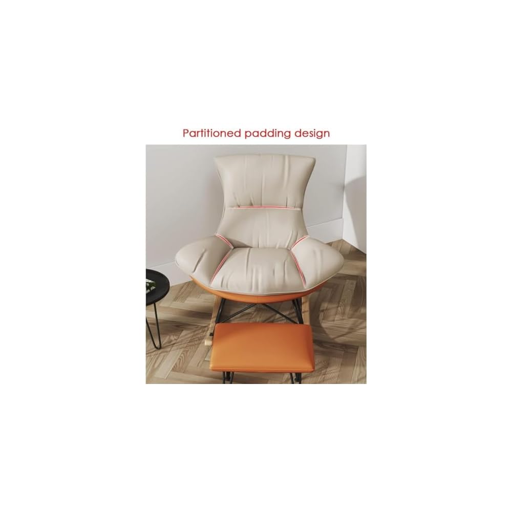 Living Room Sofa Rocking Chair Recliner,Leisure Rocking Chair, Soft Rocking Chair with Footstool,Comfy Upholstered Rocking Chair,Glider Rocker(Grey)