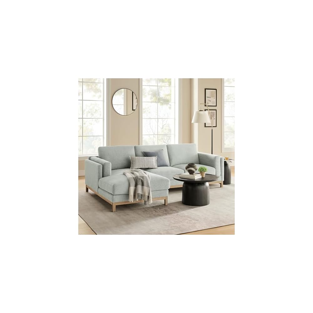 Modway Roscoe Left-Facing Sectional Sofa with Chaise in Mist - 2-Piece Mélange Chenille Fabric Deep Seat Couch, L Shaped Modular for Living Room or Lounge