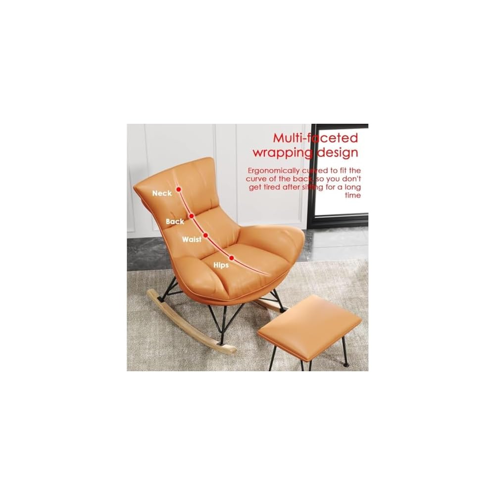 Living Room Sofa Rocking Chair Recliner,Leisure Rocking Chair, Soft Rocking Chair with Footstool,Comfy Upholstered Rocking Chair,Glider Rocker(Grey)