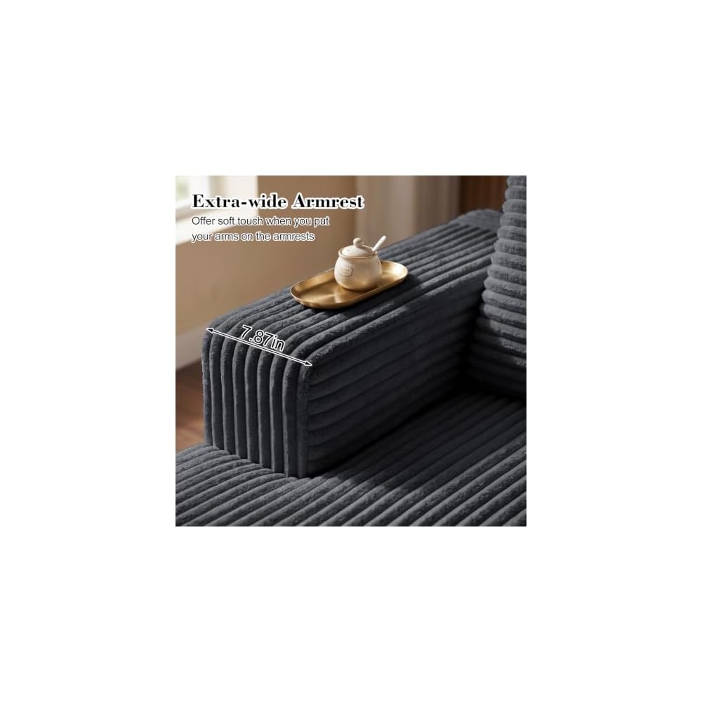 113'' Modular Sectional Boneless Couches for Living Room,Grey
