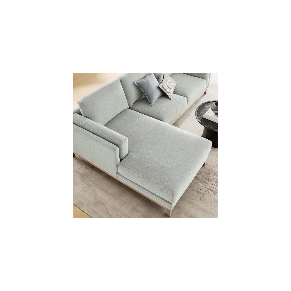 Modway Roscoe Left-Facing Sectional Sofa with Chaise in Mist - 2-Piece Mélange Chenille Fabric Deep Seat Couch, L Shaped Modular for Living Room or Lounge