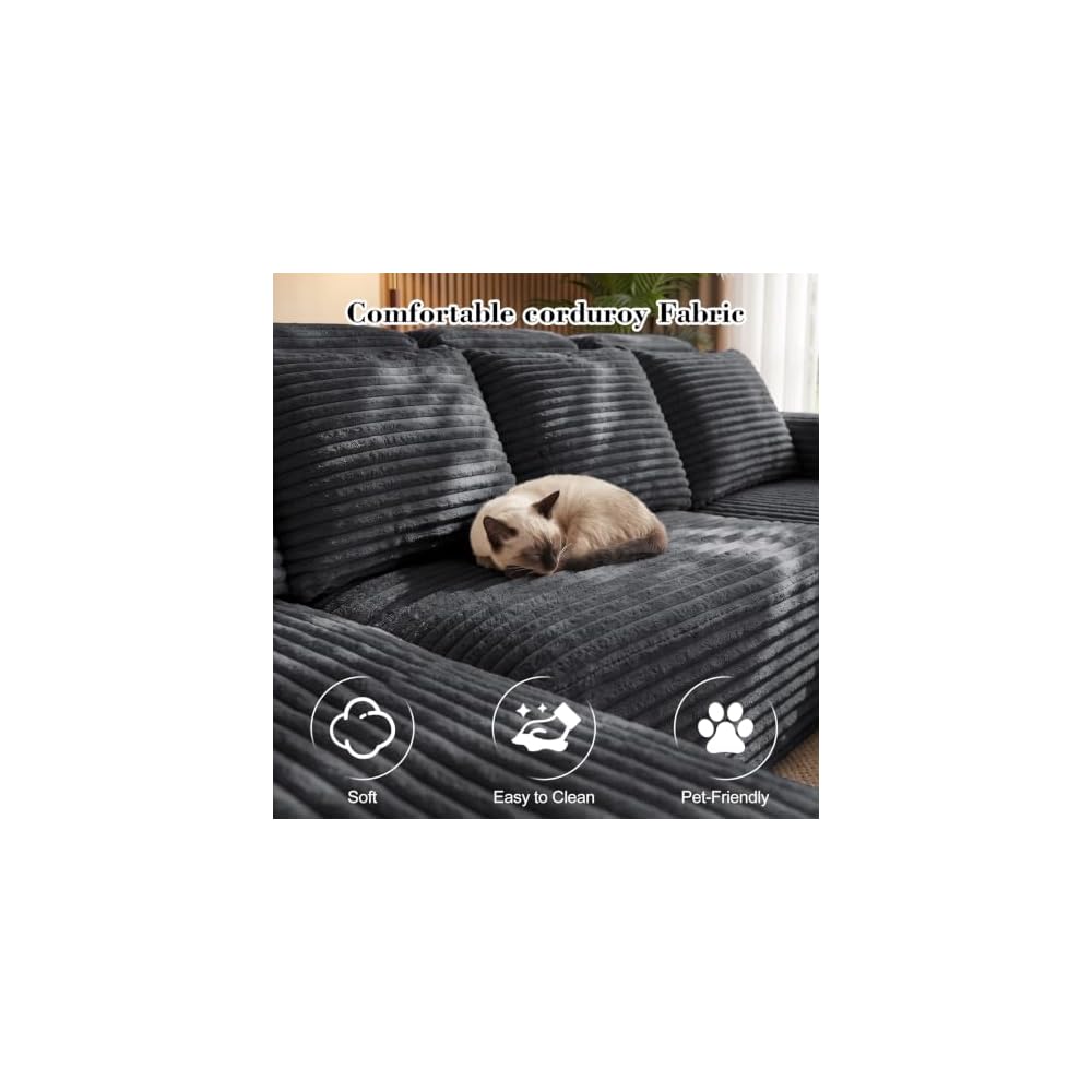 113'' Modular Sectional Boneless Couches for Living Room,Grey