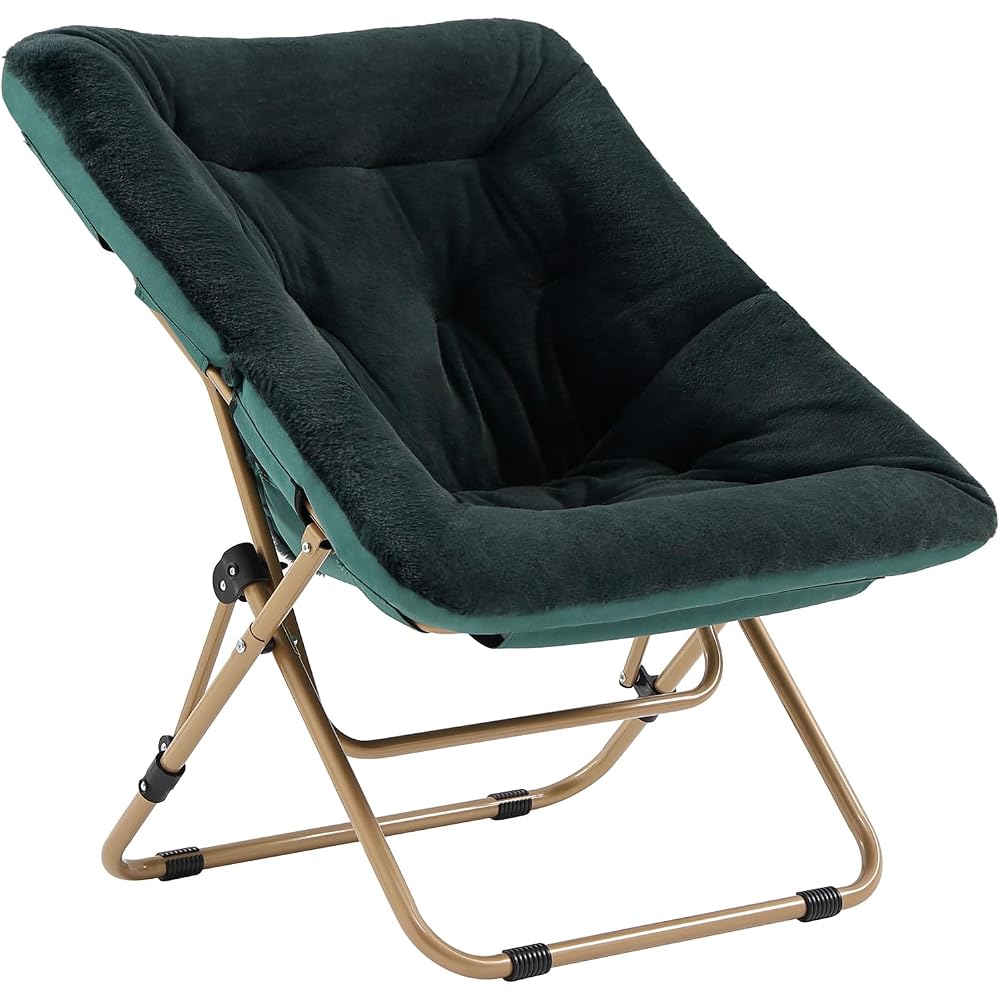Tiita Comfy Folding Saucer Chair for Adults, Moon Chair, Green