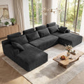 134" Oversized Modular Sectional Sofa, Modern Corduroy U Shaped Boneless Couch for Living Room, Cloud Couch with Deep Seat, No Assembly Required, Black
