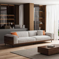 110.24" Mid‑Century 4‑seat Cotton‑Linen Sofa with Throw Pillow