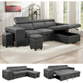 THSUPER 102'' Microfiber L Shaped Sectional Sleeper Sofa Couch with Pullout Bed and Storage Chaise, Convertible Couches with Adjustable Headrest for Living Room, Reversible Chaise. Charcoal Grey